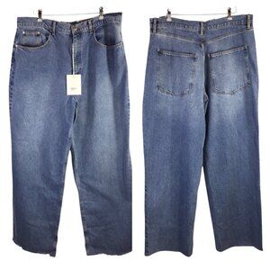 KHY Kylie Jenner Jeans | Low Rise Wide Leg Raw Edge | Size 32 NWT